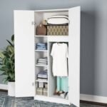 European Wood Wardrobe – White / Brown / Beige – 80×40×176 cm - Image 3