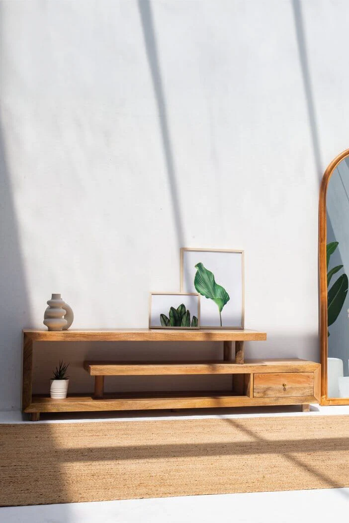 3_Shelves_Wooden_TV_Console Jordin 3 Shelves Wooden TV Unit - Image 1